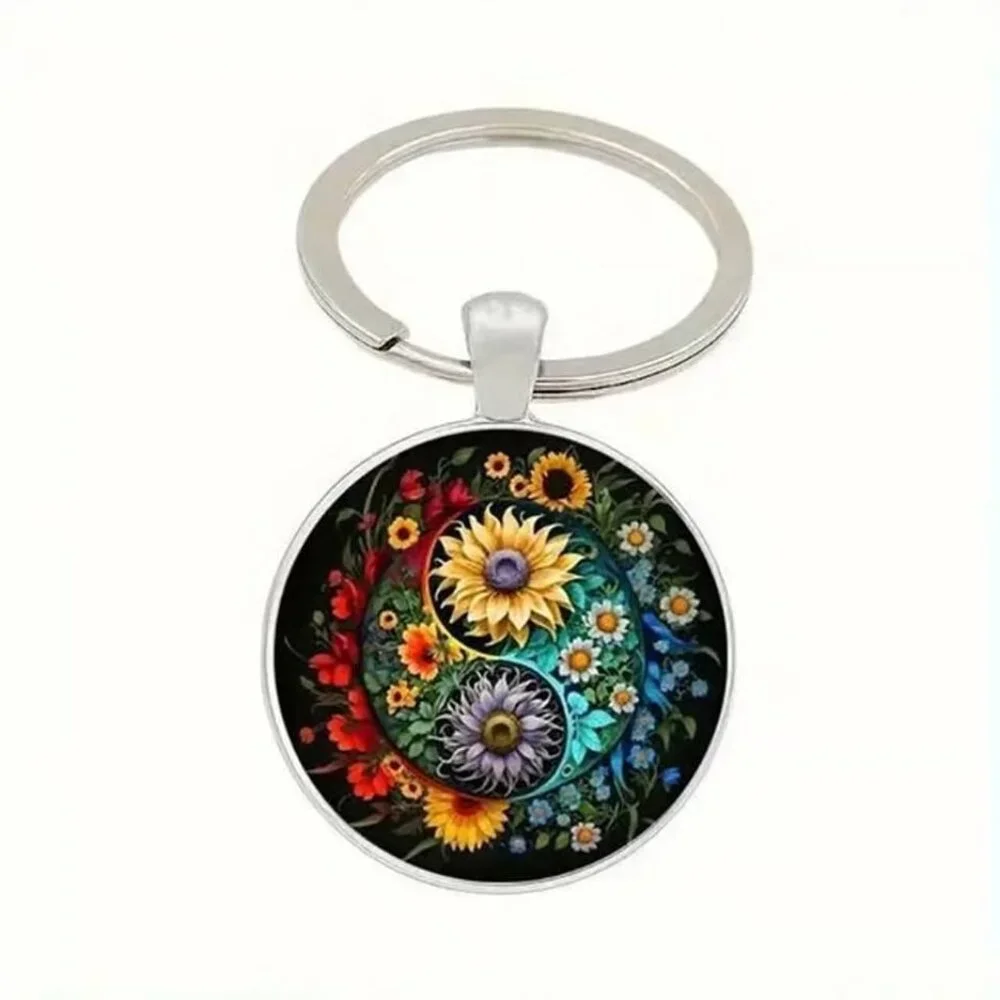 Stainless Steel SUNFLOWER Keyring Keychain Accessory